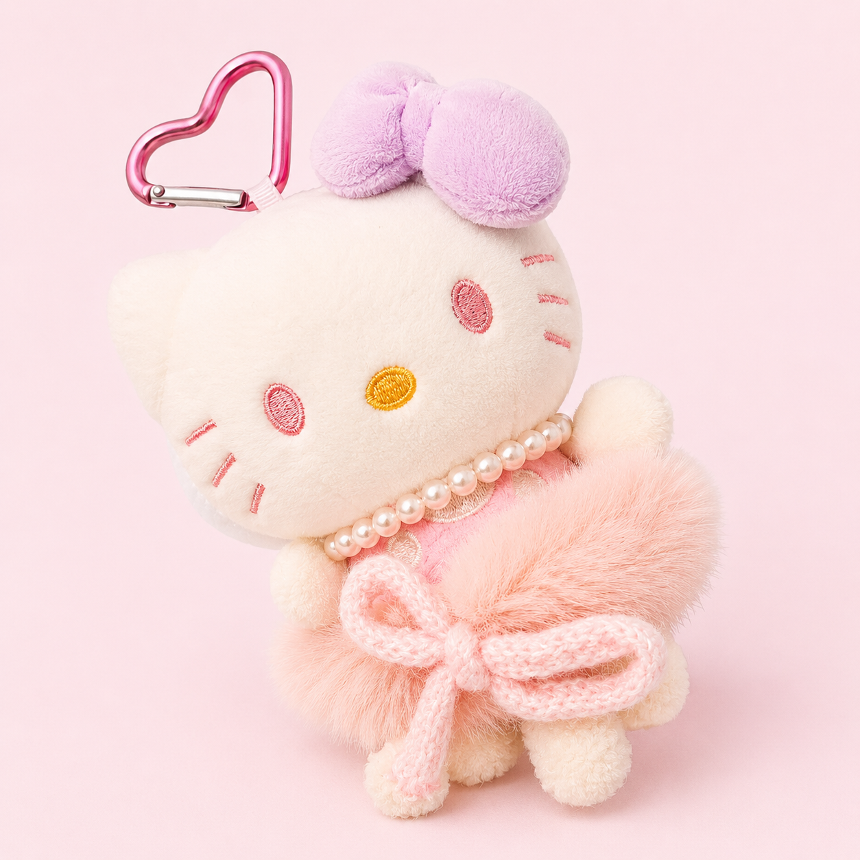♡ hello kitty pearl bow plush keychain